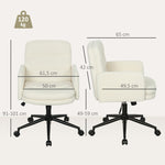 Chaise de bureau, fauteuil de bureau pivotante avec hauteur réglable, fonction de bascule, 61,5 x 65 x 91-101 cm, crème