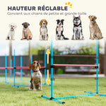 Agility Sport pour Chiens, Set de 4 Obstacles Professionnels avec Système de Maintien au Sol, 99x65x94cm, Bleu Clair