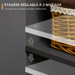 Buffet bas meuble de rangement sur pieds style scandinave 2 portes 3 tiroirs 120 x 40 x 80 cm gris anthracite