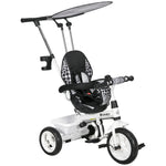 Tricycle Enfants Pare-Soleil Pliable Canne Amovible Benne Rangement 105 x 47 x 98 cm Acier Blanc et Noir