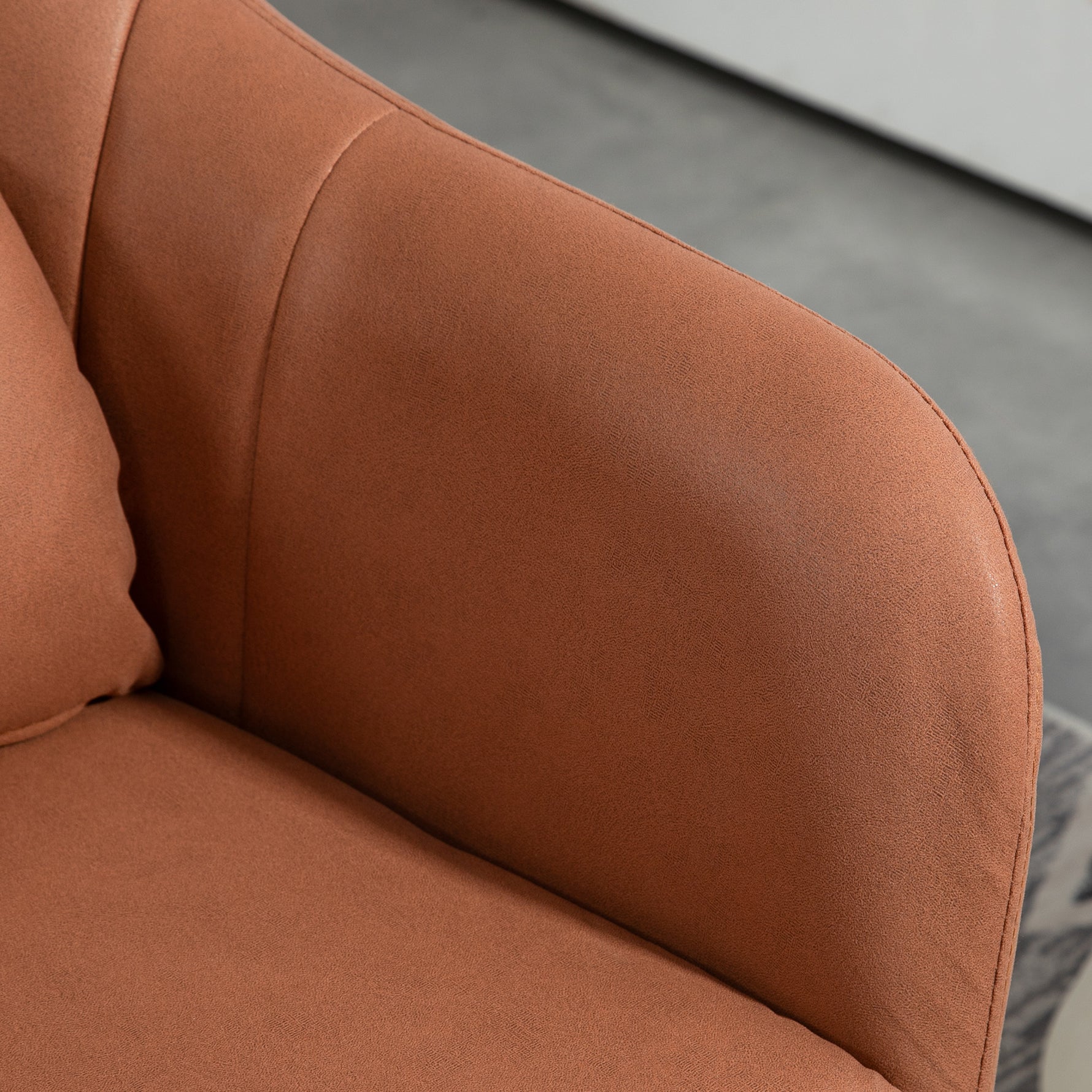 Fauteuil de salon coussins lombaires hauteur réglable pivotant 360° piètement en métal marron
