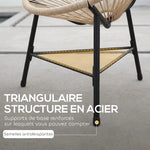 Lot de 2 Fauteuils de Jardin Acapulco Résine Tressée, Structure Triangulaire en Acier, Charge 120 kg, 72x68x81cm, Naturel