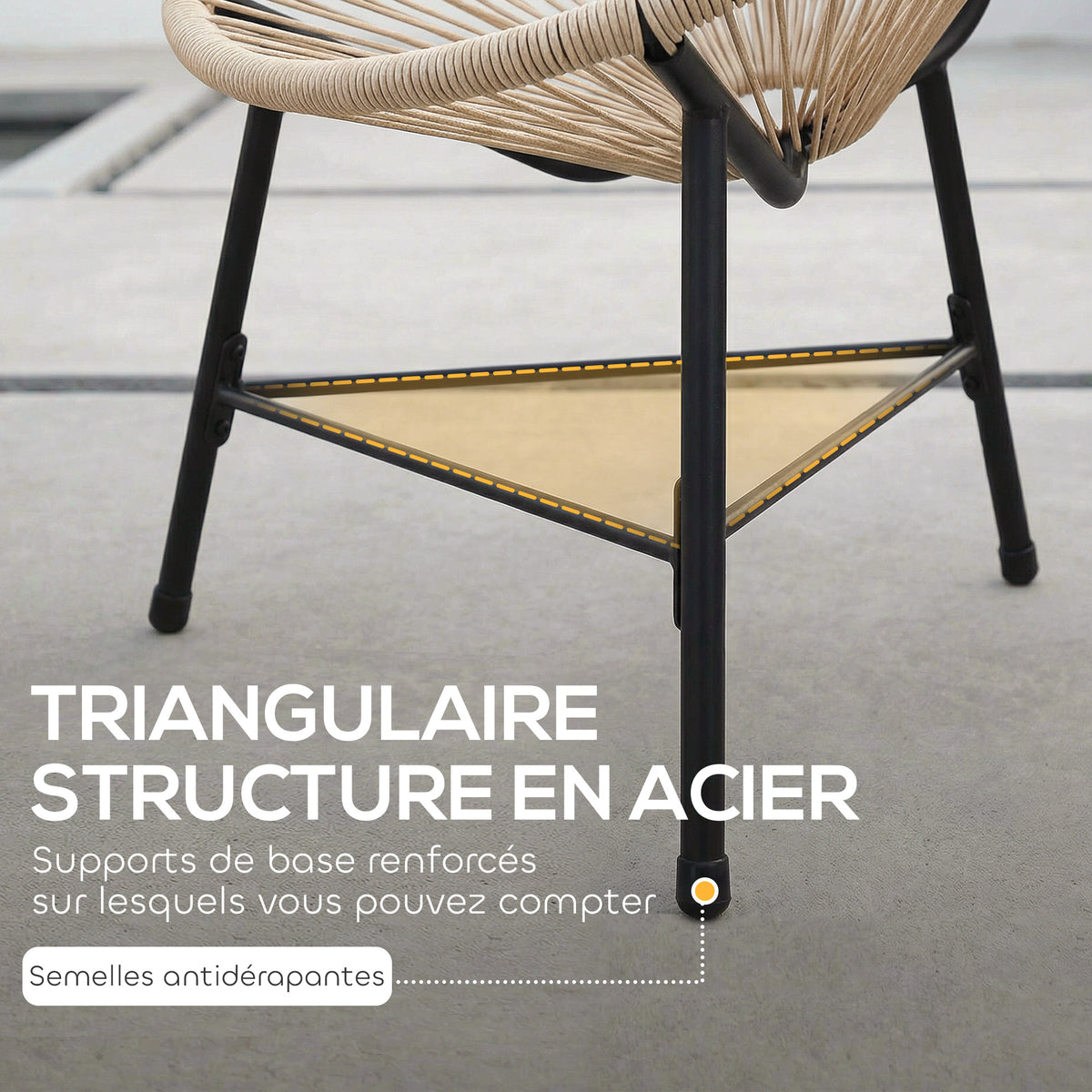 Lot de 2 Fauteuils de Jardin Acapulco Résine Tressée, Structure Triangulaire en Acier, Charge 120 kg, 72x68x81cm, Naturel