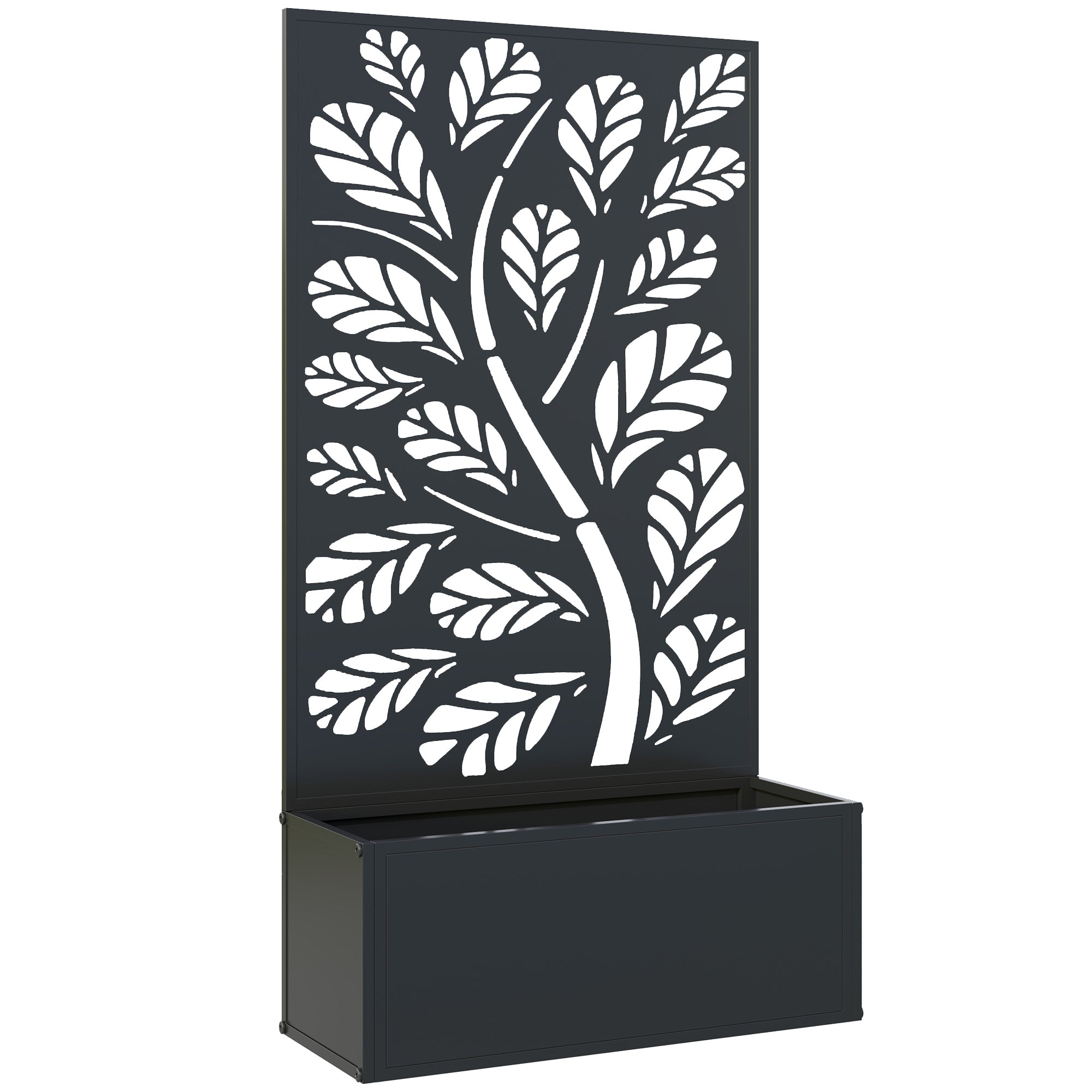 Jardinière avec brise-vue paravent treillis pour Plante Grimpante, bac à Fleurs - dim. 61L x 23l x 113H cm