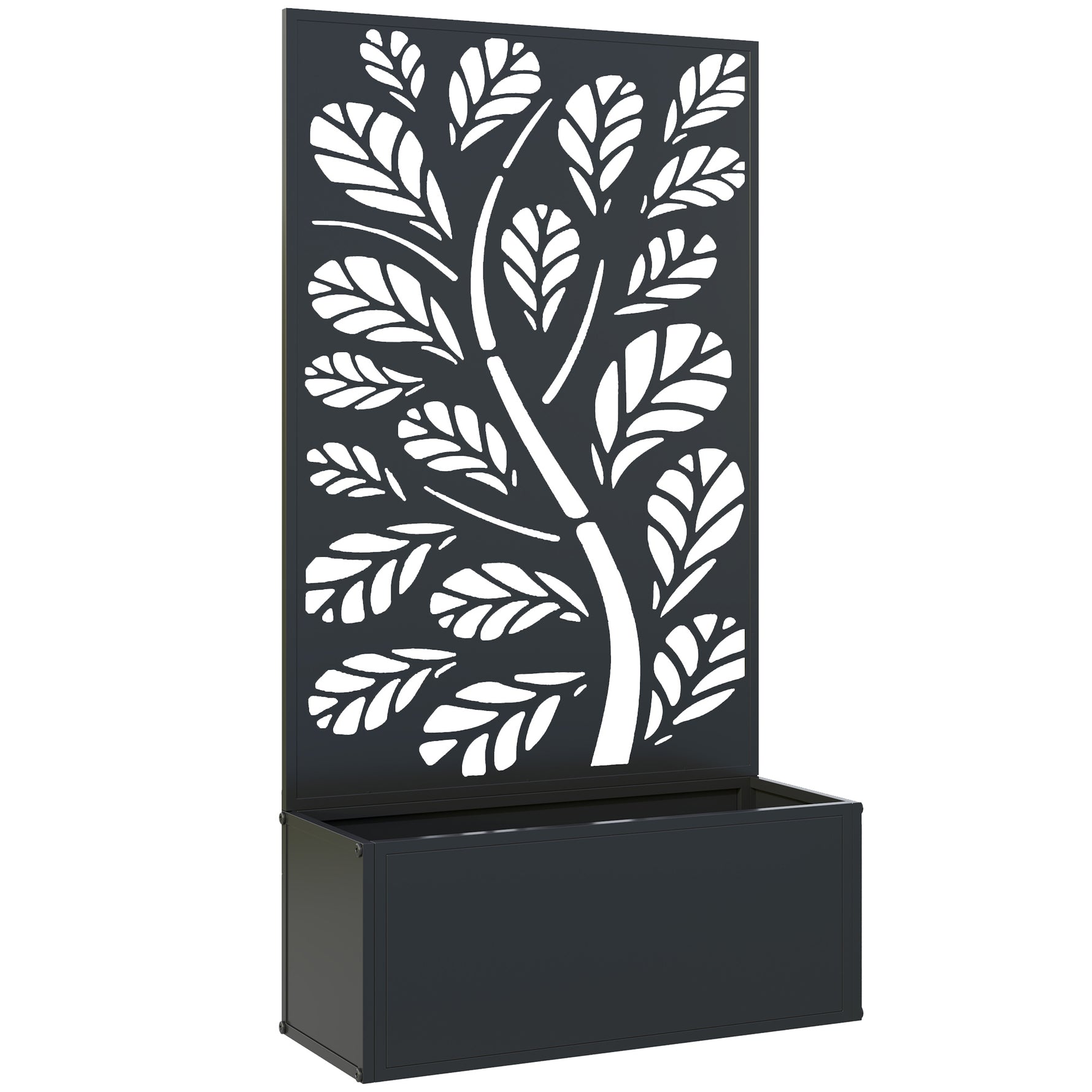 Jardinière avec brise-vue paravent treillis pour Plante Grimpante, bac à Fleurs - dim. 61L x 23l x 113H cm