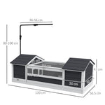 Casa para tortugas terrestres recinto exterior 2 refugios soporte de lámpara ajustable madera maciza 120 x 56,5 x 43 cm gris