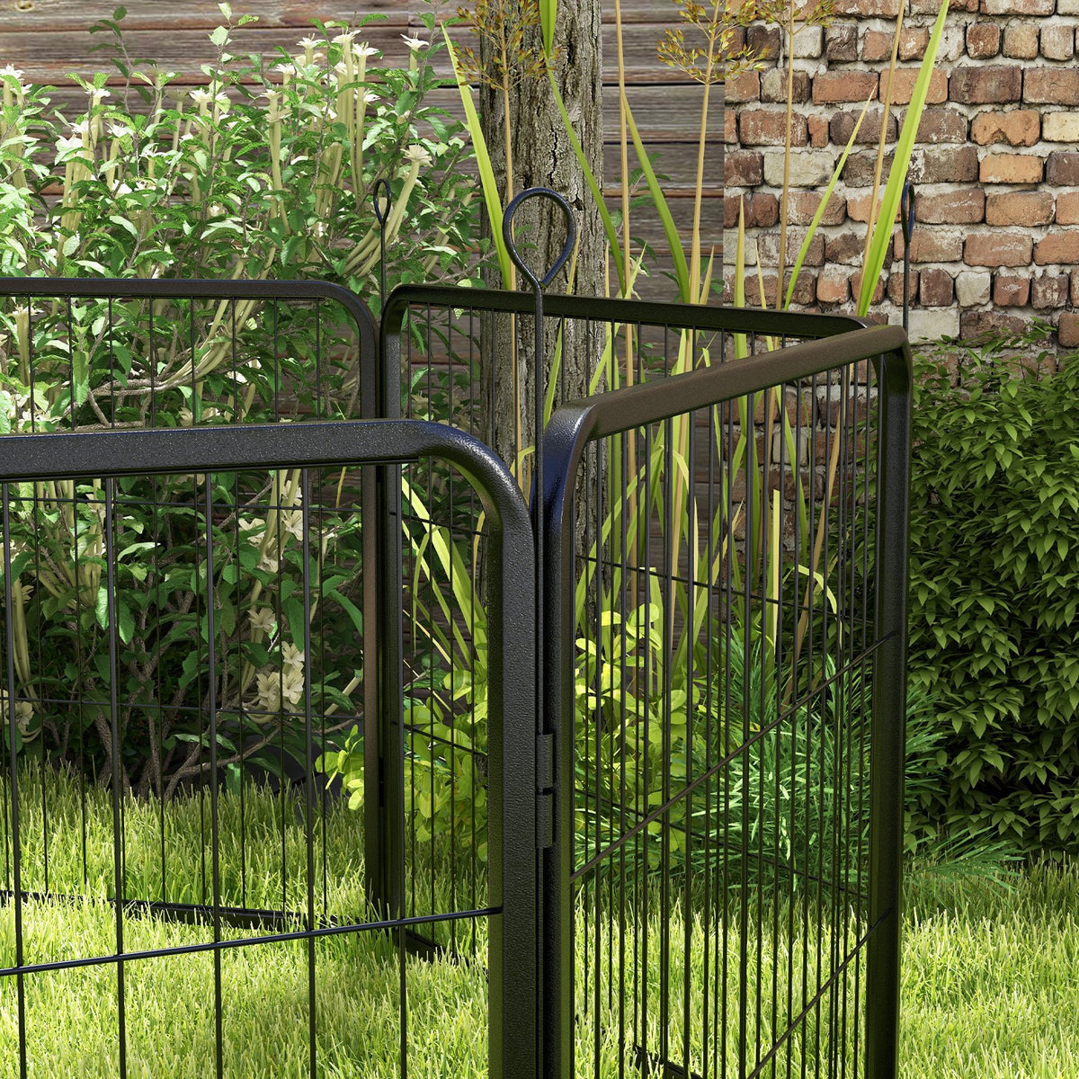 Luxe parc enclos modulable acier époxy porte verrouillable pour chiens, lapins, rongeurs, petits animaux, intérieur et extérieur 80 x 60 cm noir
