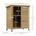 Armoire de jardin abri jardin remise pour outils sur pied dim. 87L x 46,5l x 96,5H cm  étagère portes persiennes toit bitumé jaune