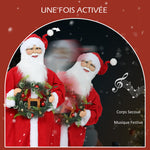 Figurine de Père Noël, debout de Père Noël, commande vocale, musique festive, bras pliables, 110 cm, rouge