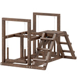 Aire de jeux en bois, Perchoir en bois pour poule, avec balançoire, échelle, plateformes, 82 x 60 x 55 cm, marron