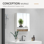 Armoire murale de salle de bain miroir placard de rangement 2 portes 3 niveaux étagère réglable 60 x 15 x 60 cm blanc