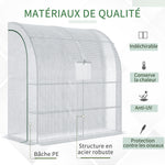 Serre de jardin PE avec étagères 3 niveaux, serre de balcon, bâche renforcée 140 g/m², châssis en acier blanc