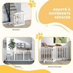 Cancelletto di sicurezza per cani cancelletto pieghevole per cani piedini di supporto punte antiscivolo 155 x 30 x 61 cm bianco