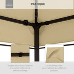 Toile de rechange pour pavillon tonnelle tente 3 x 4 m polyester haute densité 180 g/m² beige