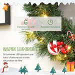 Couronne de Noël lumineuse 60 cm avec 50 LED, minuterie, 146 pointes, pommes de pin, baies, boules décoratives, vert