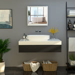 Armoire Murale Miroir Salle de Bain 2 étagères dim. 48L x 14l x 45H cm Panneaux Particules MDF Blanc