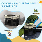 Parc enclos pliable pour chien chat petits animaux en tissu Oxford avec rangement 94 x 74 x 60 cm blanc crème et noir