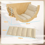 3 en 1 Arche d'escalade fauteuil à bascule et table de jeu coussin, en bois naturel, pour enfants de 18 à 48 mois