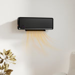 Oscillerende wandventilator 2000 W, PTC-keramische verwarming, 3 vermogensniveaus, 56x11,7x18,5 cm, Zwart