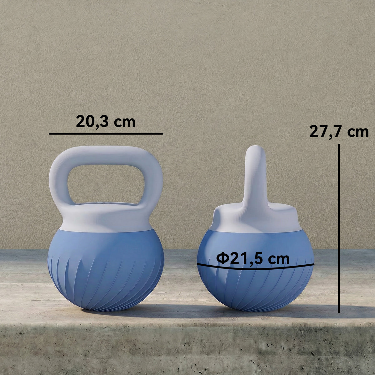 Kettlebell 8 kg, Manubrio con impugnatura ergonomica antiscivolo, Kettlebell, Bodybuilding, Allenamento, Blu