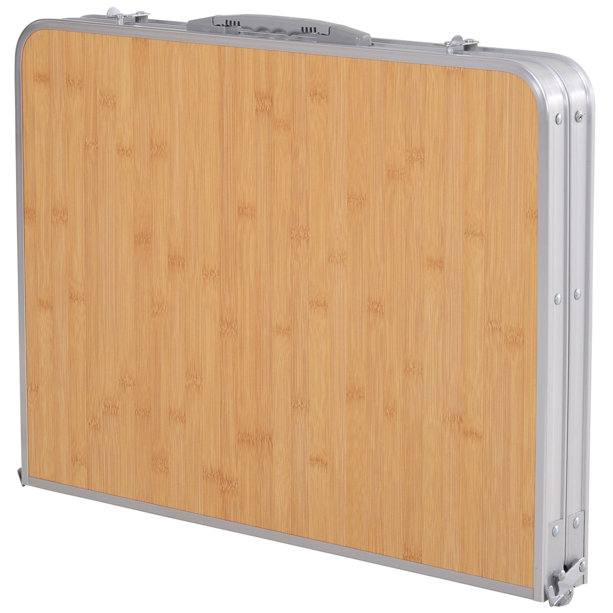Table de camping pliante avec rallonge alu. MDF imitation bambou