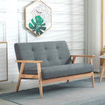 Canapé 2 places style scandinave avec accoudoirs, pieds en bois, 115l x 66,5P x 73H cm, gris