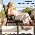 Lot de 4 coussins pour chaises de terrasse, résistants à l'eau, antidérapants, avec liens, 112x53cm, Gris Foncé