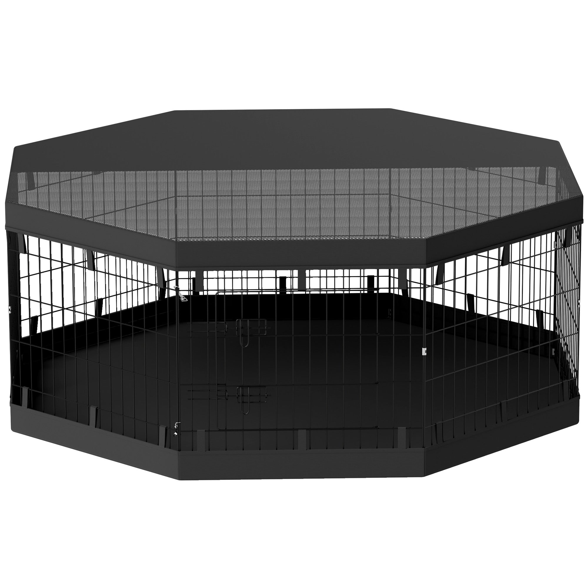 Parc pour chien enclos chien intérieur 8 panneaux pliables avec porte pour chiots acier 61l x 61H cm noir