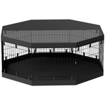 Parc pour chien enclos chien intérieur 8 panneaux pliables avec porte pour chiots acier 61l x 61H cm noir