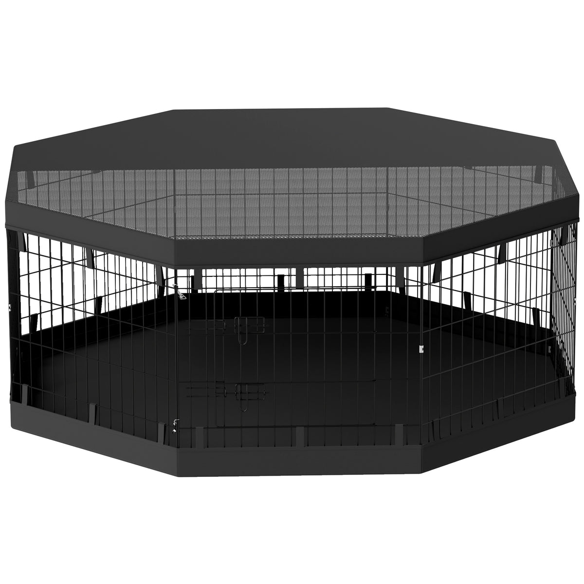 Parc pour chien enclos chien intérieur 8 panneaux pliables avec porte pour chiots acier 61l x 61H cm noir