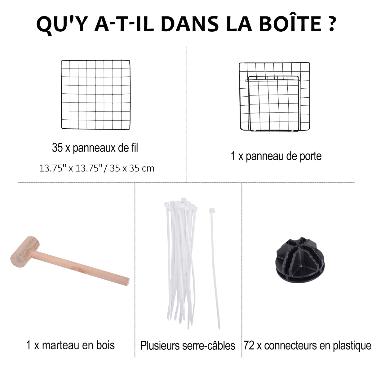 Cage parc clôture pour animaux domestiques enclos pour petits animaux 146 x 73 x 73 cm modulable 2 niveaux 36 panneaux bords arrondis fil en acier noir
