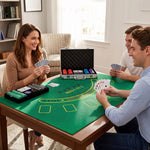 500-Chip Poker Case, 5 Denominations, 2 Decks of Cards, Playing Mat, Dealer Button, Blinds, Aluminum, 31x17x11.5cm, Silver