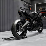 Support béquille de moto arrière support de roue lève moto arrière sur roulettes avec bobine de bras oscillant U, noir
