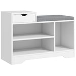 Mueble zapatero y banco con 1 cajón y 3 compartimentos, capacidad 5 pares, MDF, 76,5L x 30P x 52A cm