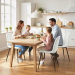 Lot de 4 chaises de salle à manger rembourrées avec dossier haut, pieds en acier et tissu effet velours, crème