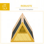 Clapier triangulaire de sol enclos extérieur niche double porte convient aux lapins poules tortue terrestre dim. 116L x 62,2l x 52,5H cm bois massif pin