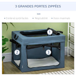Sac de transport pliable pour animaux de compagnie avec poignée tissu en maille 69 x 51 x 51 cm bleu noir