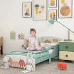 Lit pour enfant 3-6 ans avec barrières de sécurité et motifs dim. 77 x 143 x 60 cm sommier à lattes inclus - Vert