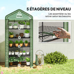 Serre de jardin Serre 5 niveaux avec 1 porte enroulable, Bâche en PE Renforcée Résistante dim. 90L x 49l x 193H cm