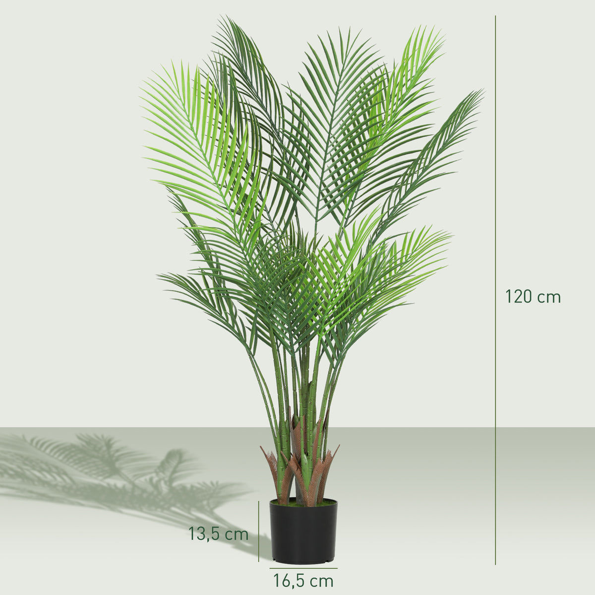 Plante artificielle intérieure 120 cm, palmier arbre artificiel avec pot en plastique et flocage, vert