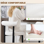 Lot de 2 tabourets de bar, chaises de bar en tissu bouclette avec dossier incurvé, repose-pieds, 50x52,5x98cm, blanc