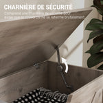 Coffre de rangement, banc de rangement avec couvercle rabattable et charnières de sécurité, 80 x 40 x 45 cm, gris