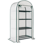 Serre de jardin serre de balcon résistante aux UV porte enroulable 4 étagères couverture en PE 80 x 49 x 160 cm blanc