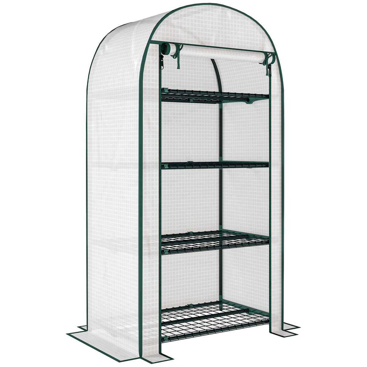 Serre de jardin serre de balcon résistante aux UV porte enroulable 4 étagères couverture en PE 80 x 49 x 160 cm blanc