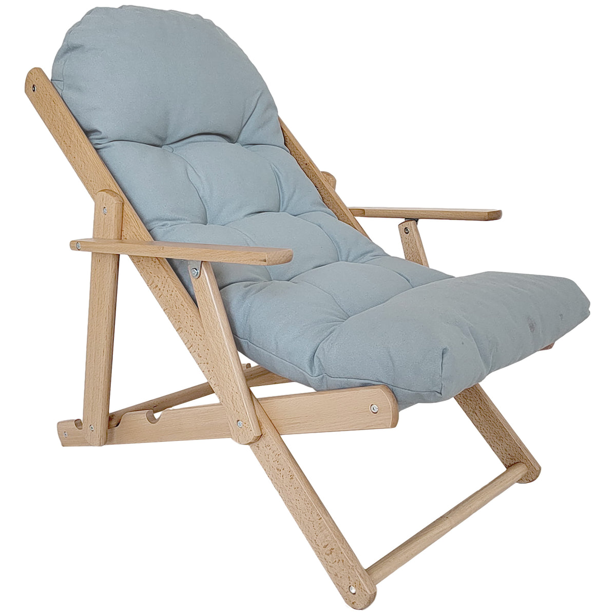Fauteuil Chaise de Salon Pliable et inclinable en Bois Fauteuil Relax Confortable avec Coussin capitonné épais