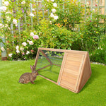 Clapier triangulaire de sol enclos extérieur niche double porte convient aux lapins poules tortue terrestre dim. 116L x 62,2l x 52,5H cm bois massif pin