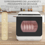Mini lave-vaisselle 4 couverts 5 programmes réservoir d'eau 6L commande tactile affichage LED 45 x 44 x 45,8 cm blanc