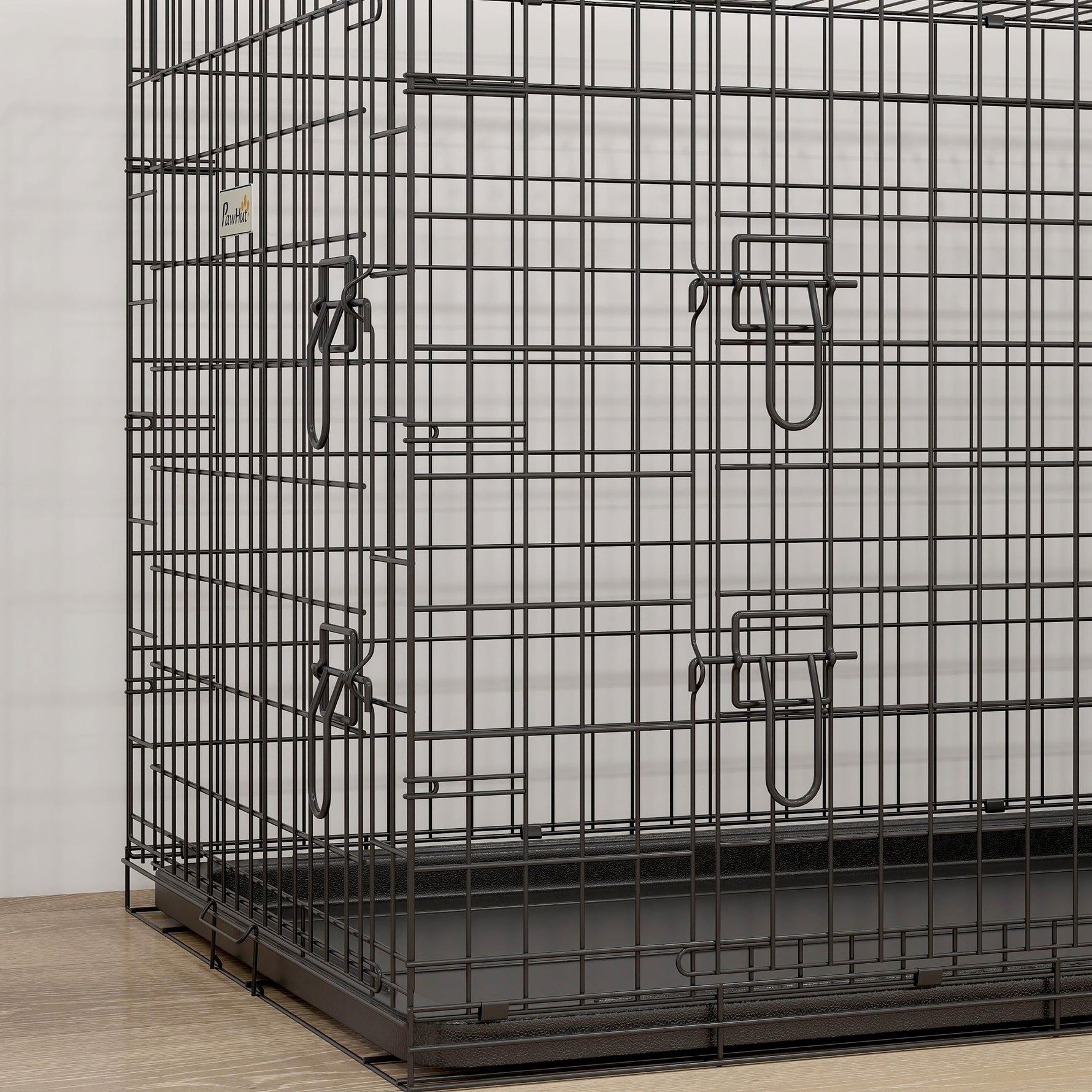 Cage caisse de transport pliante pour chien en métal noir 92 x 57 x 62,5 cm