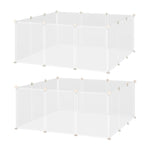 Enclos parc modulable pour petits animaux 12 panneaux pour lapin, hamster, chiot, cochon 105 x 105 x 45 cm blanc