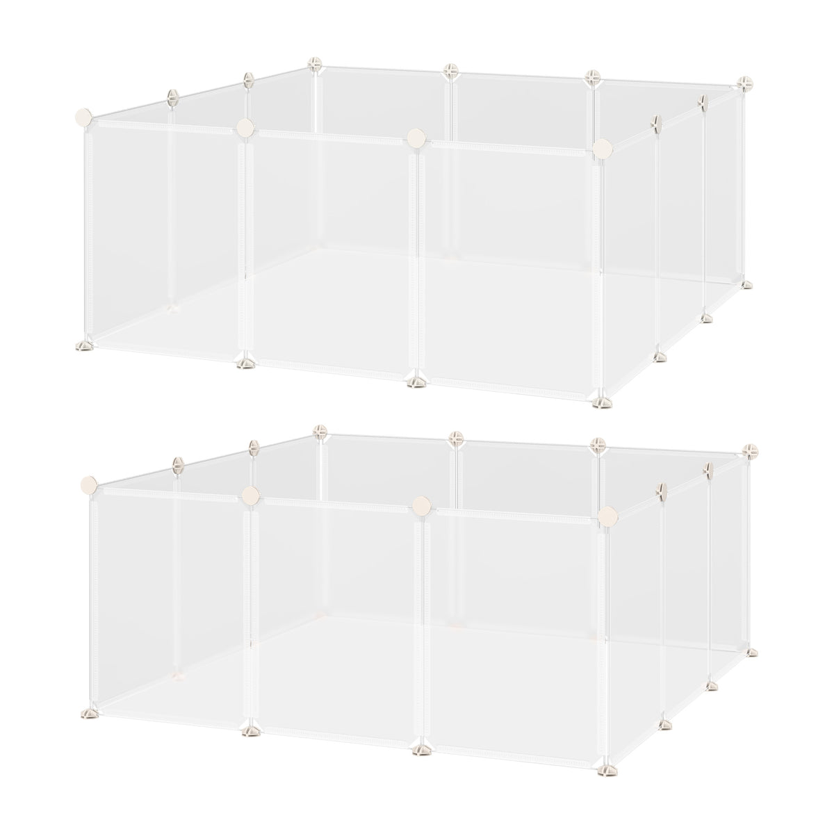 Enclos parc modulable pour petits animaux 12 panneaux pour lapin, hamster, chiot, cochon 105 x 105 x 45 cm blanc